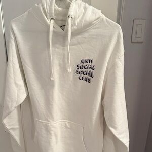 Anti Social Social Club Cream Hoodie with Black Logo